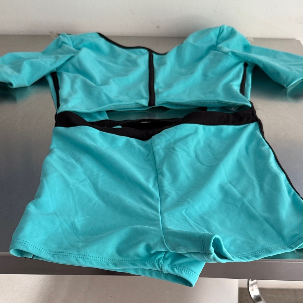 Aqua and Black Jumpsuit One Piece